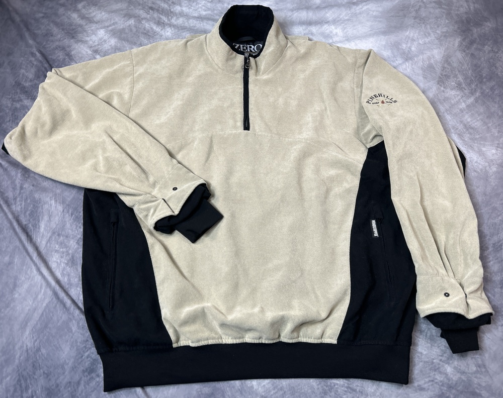 Zero Restriction Jacket Mens Large Beige Black Windstopper Golf 1/4 Zip